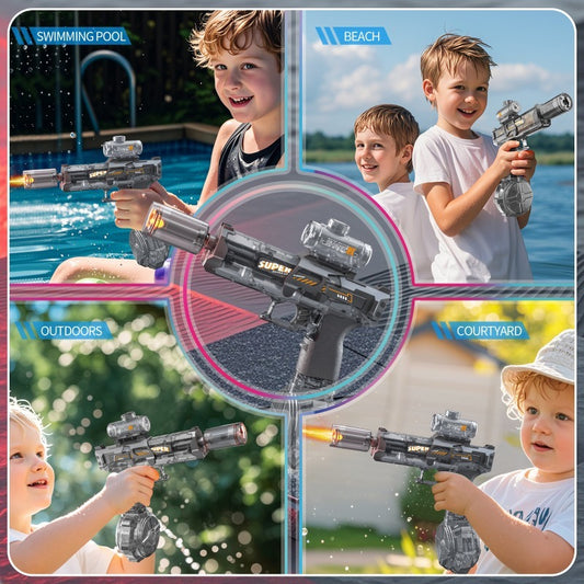 LED Lights Electric Water Guns Children Simulated Shooting Recoil Powerful Automatic Water Spray Gun Kids Summer Outdoor Toys